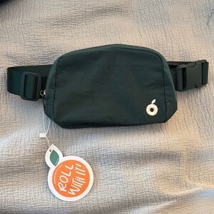 Dark Green Belt Bag with Logo Accent